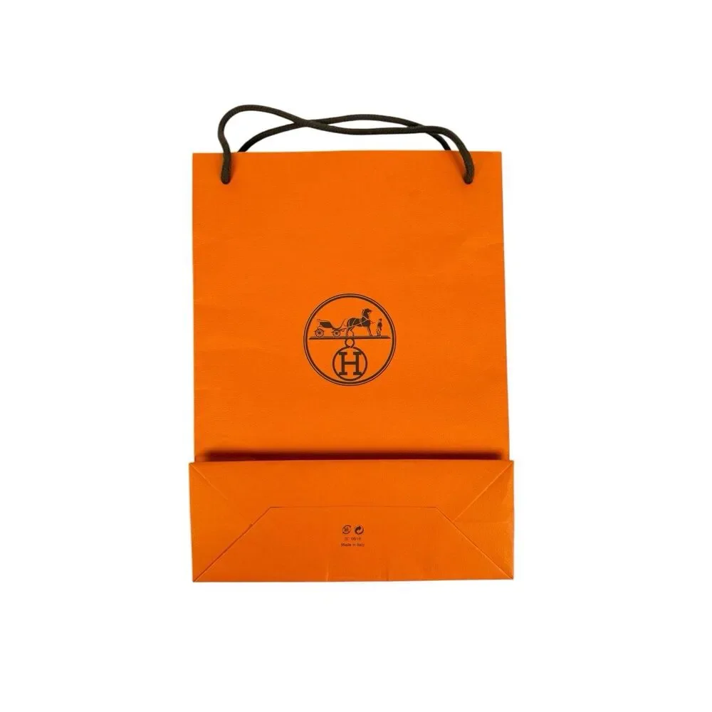 Authentic Hermes Orange Paper Empty Shopping Gift Bag 11